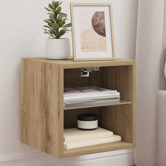 vidaXL Έπιπλο Τοίχου Τηλεόρασης με LED τεχνίτης Δρυς 30 x 28,5 x 30εκ.