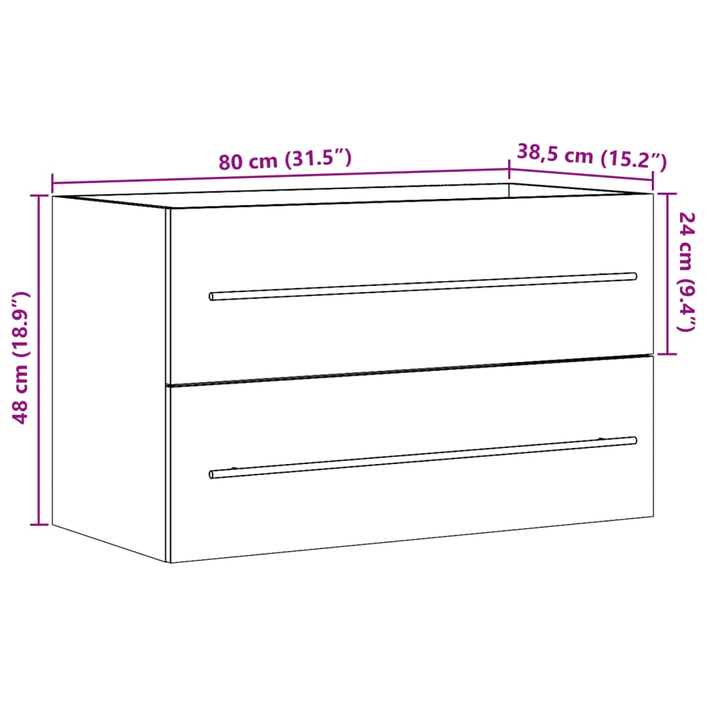vidaXL Ντουλάπι Νιπτήρα Όψη Παλαιού Ξύλου 80x38,5x48 εκ. Επεξ. Ξύλο