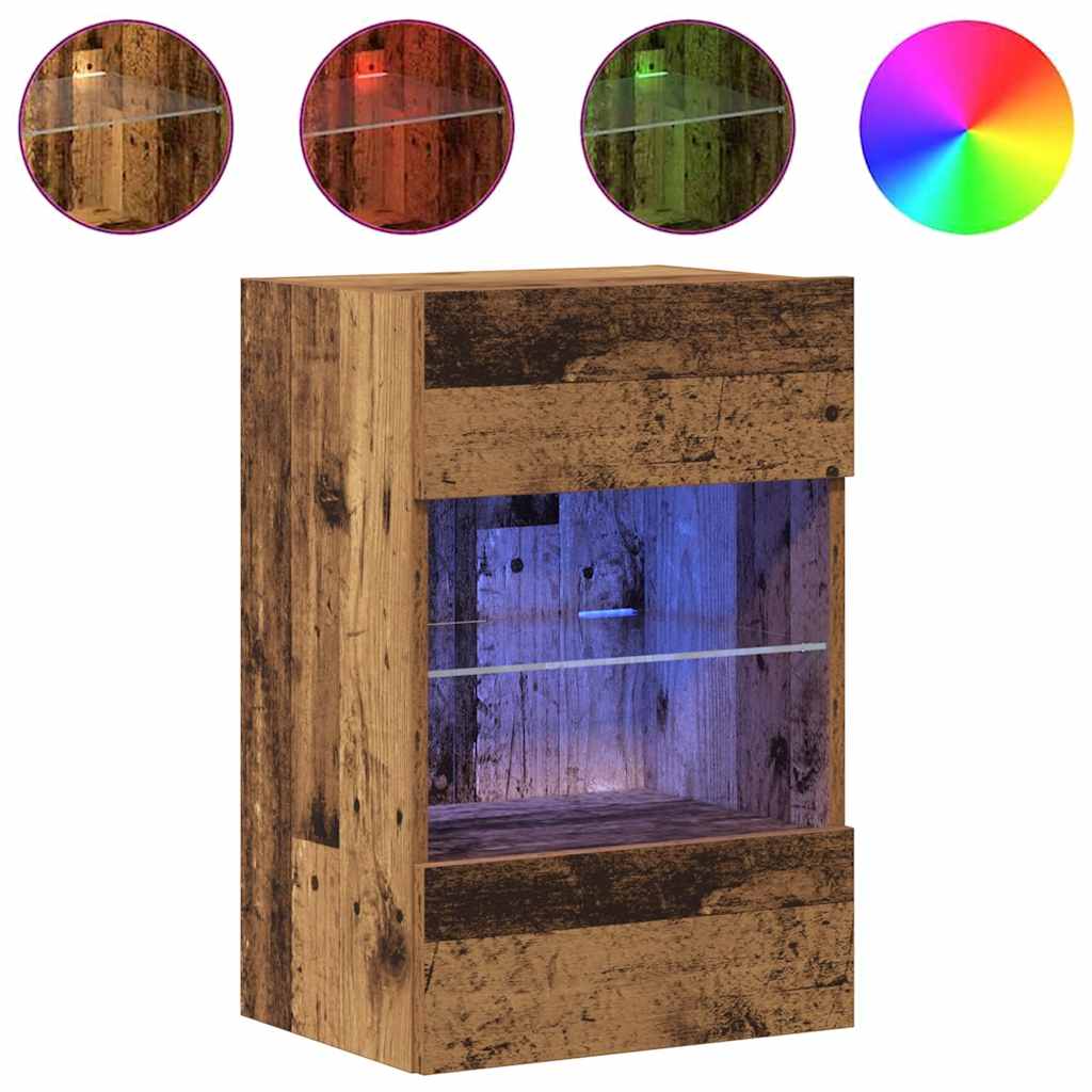 vidaXL Κρεμαστά ντουλάπια με φώτα LED για τηλεόραση 2 Τεμ. Μαύρα 40x30x60,5 εκ.