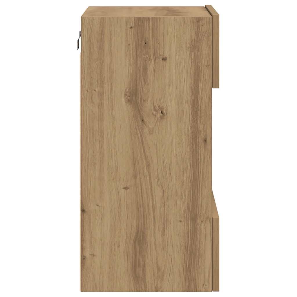 vidaXL Κρεμαστά ντουλάπια με φώτα LED για τηλεόραση 2 Τεμ. τεχνίτης Δρυς 40x30x60,5εκ.