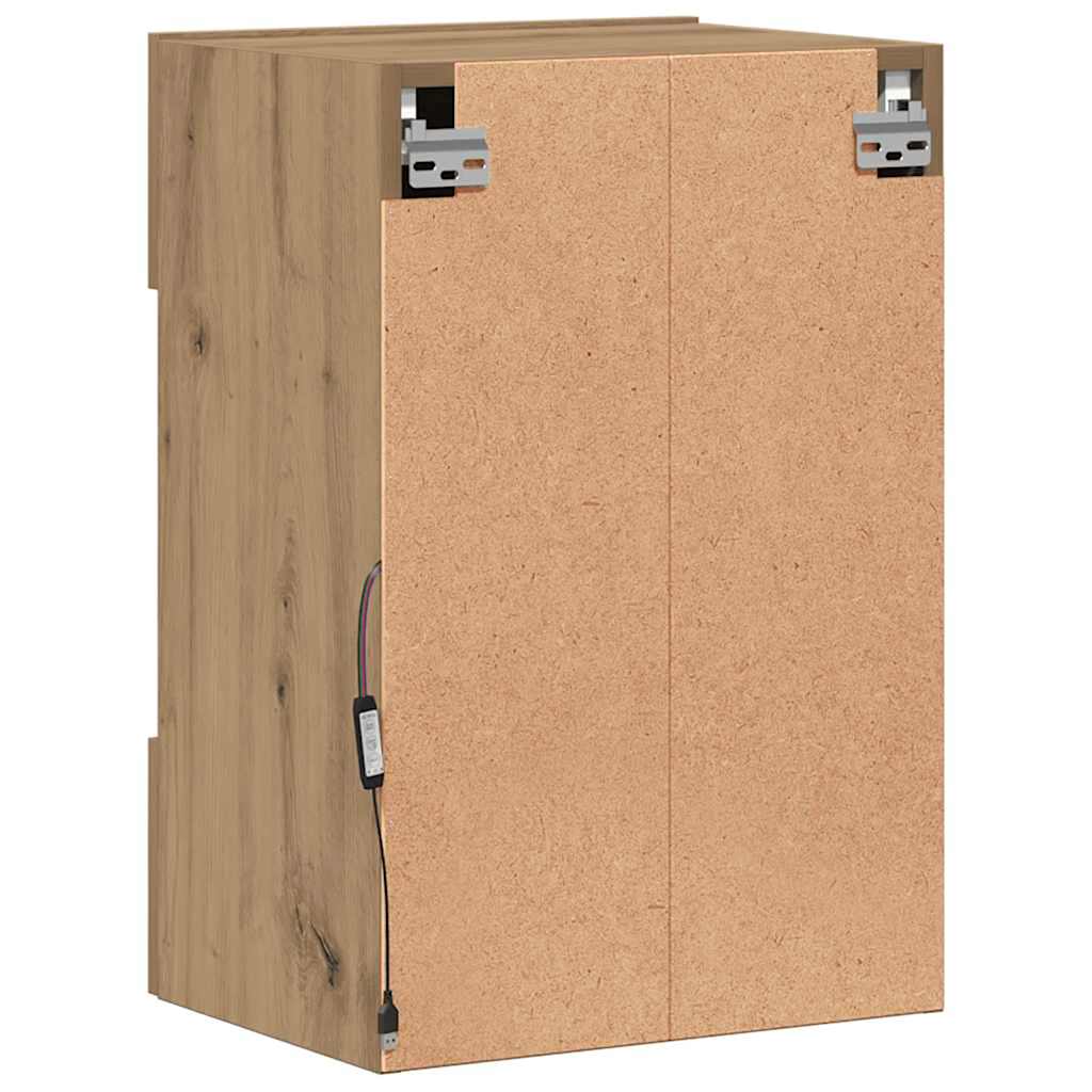 vidaXL Κρεμαστά ντουλάπια με φώτα LED για τηλεόραση 2 Τεμ. τεχνίτης Δρυς 40x30x60,5εκ.