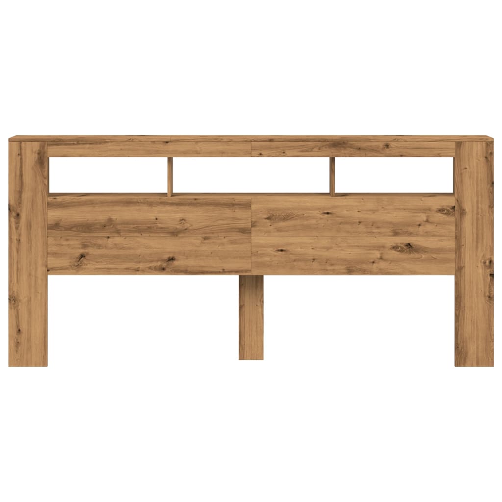 vidaXL LED κεφαλάρι Artisan Oak 220x18,5x103,5 cm Κατασκευασμένο ξύλο
