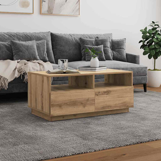 vidaXL Τραπεζάκι Σαλονιού με LED Artisan Δρυς 90 x 49 x 40 εκ.