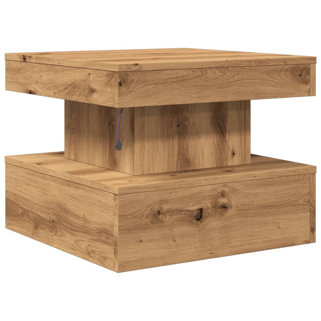 vidaXL Τραπεζάκι Σαλονιού με LED Αρτισιανή Δρυς 50 x 50 x 40 εκ.