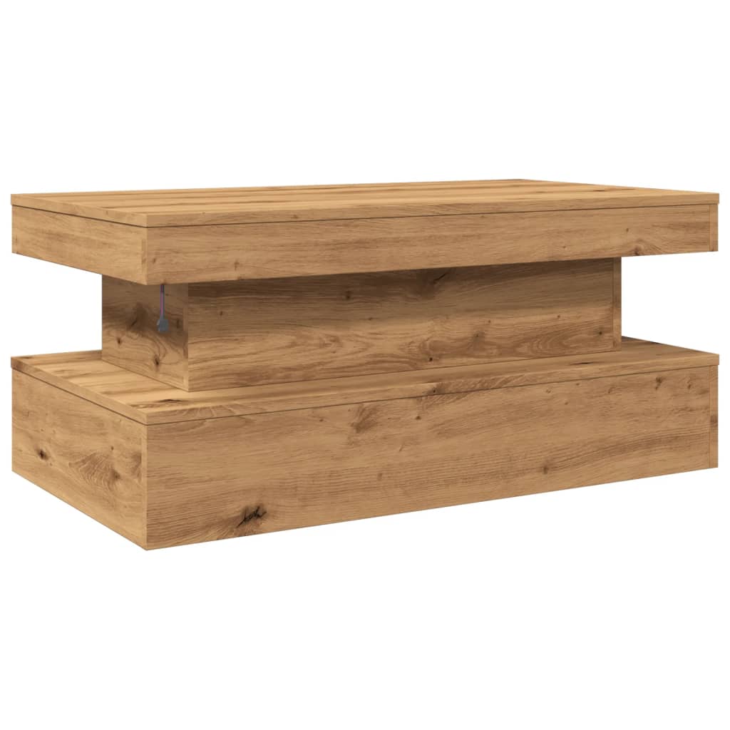 vidaXL Τραπεζάκι Σαλονιού με LED Αρτισιανή Δρυς 90 x 50 x 40 εκ.