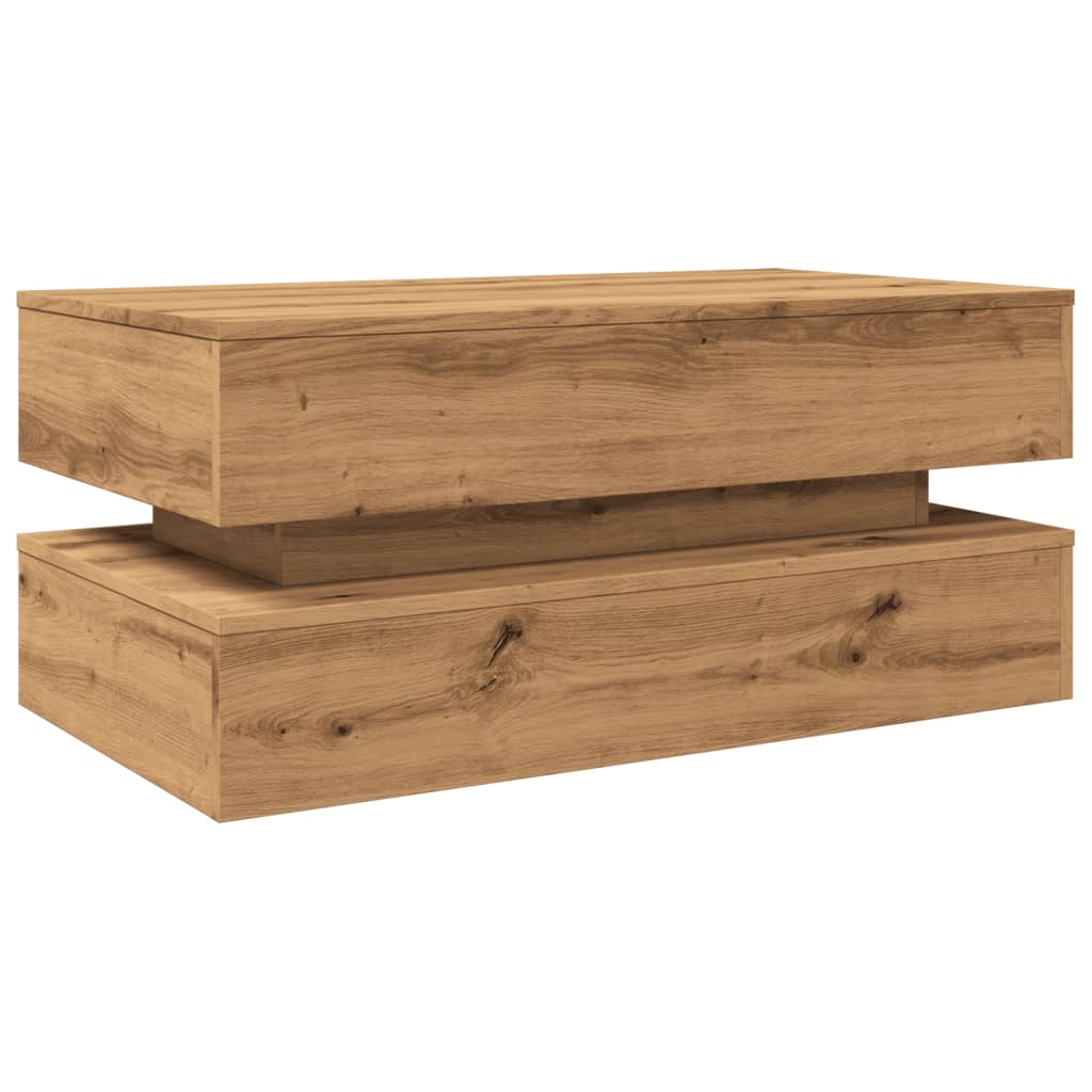 vidaXL Τραπεζάκι Σαλονιού με LED Αρτισιανή Δρυς 90 x 50 x 40 εκ.