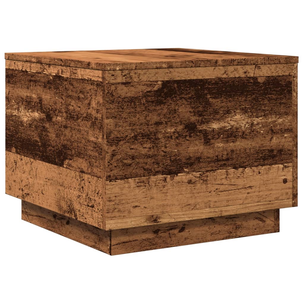 vidaXL Τραπεζάκι Σαλονιού με LED Όψη Παλαιού Ξύλου 50 x 50 x 40 εκ.