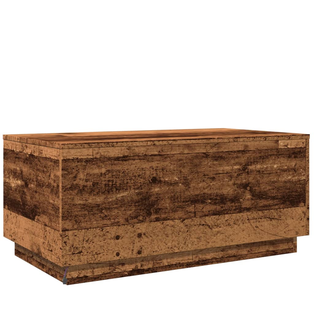 vidaXL Τραπεζάκι Σαλονιού με LED Παλαιό Ξύλο 90 x 50 x 40 εκ.