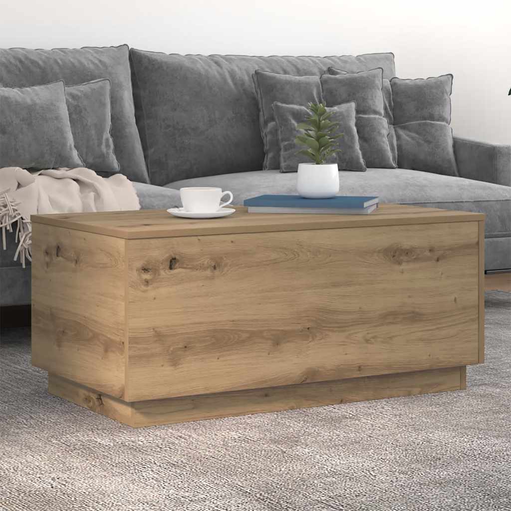 vidaXL Τραπεζάκι Σαλονιού με LED Αρτισιανή Δρυς 90 x 50 x 40 εκ.