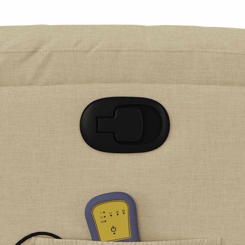 vidaXL Πολυθρόνα Μασάζ Ανακλινόμενη Κρεμ Υφασμάτινη