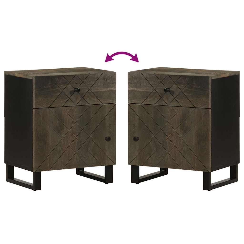 vidaXL Κομοδίνο Μαύρο 50 x 33 x 60 εκ. από Μασίφ Ξύλο Μάνγκο