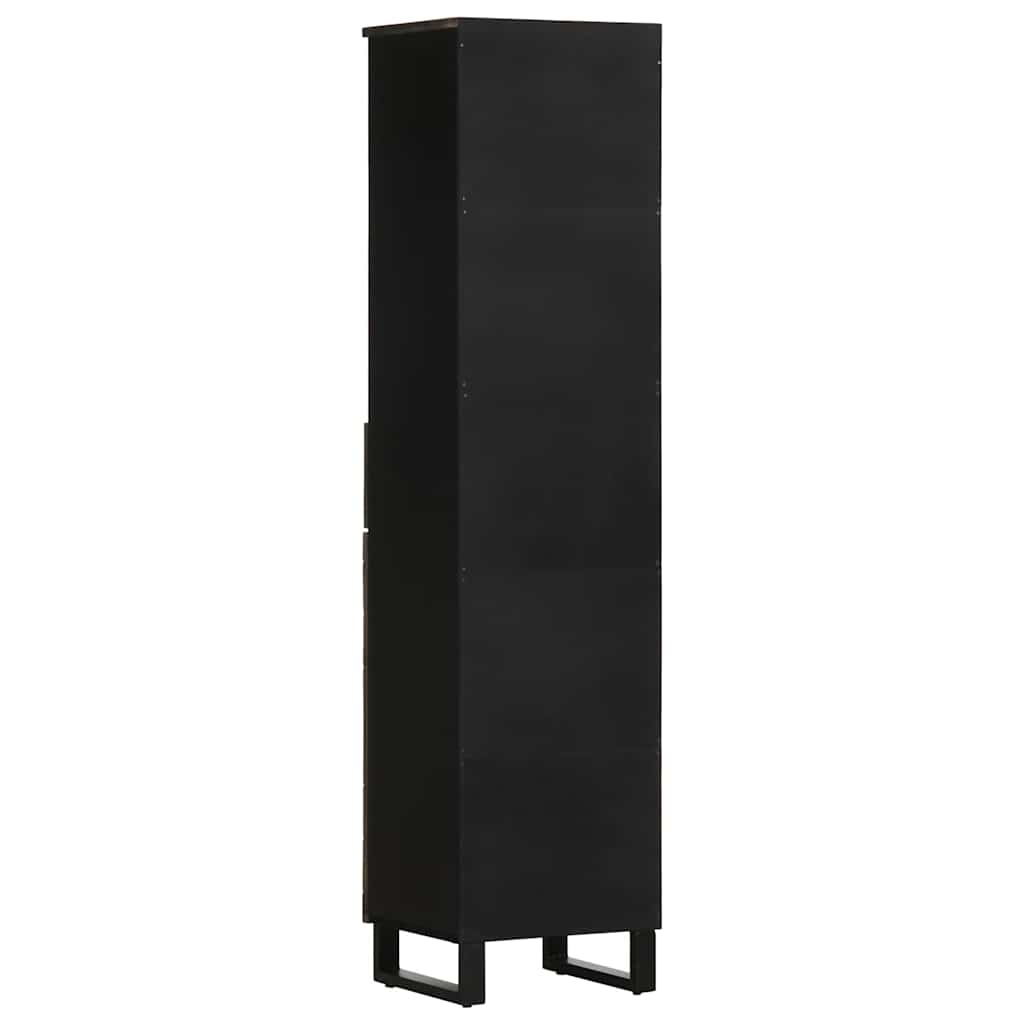 vidaXL Ντουλάπι Μπάνιου Μαύρο 38 x 33 x 160 εκ. από Μασίφ Ξύλο Μάνγκο