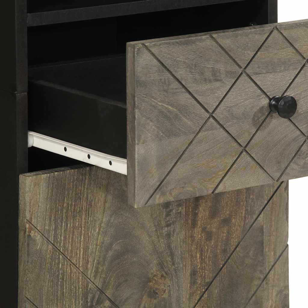 vidaXL Ντουλάπι Μπάνιου Μαύρο 38 x 33 x 160 εκ. από Μασίφ Ξύλο Μάνγκο