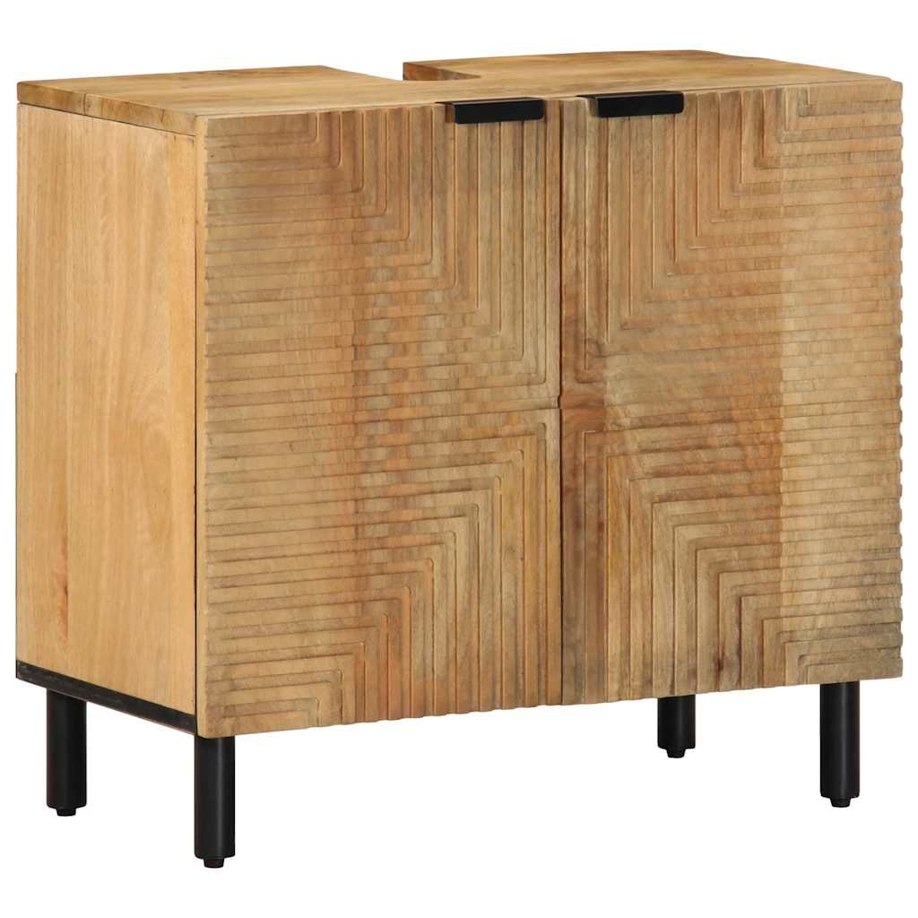 vidaXL ντουλάπι νιπτήρα μπάνιου καφέ 62x33x58 cm μασίφ ξύλο Mango