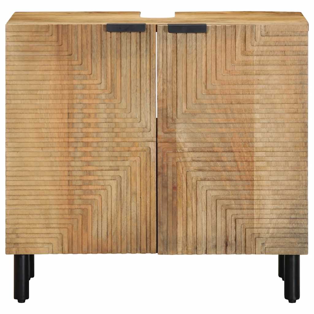 vidaXL ντουλάπι νιπτήρα μπάνιου καφέ 62x33x58 cm μασίφ ξύλο Mango