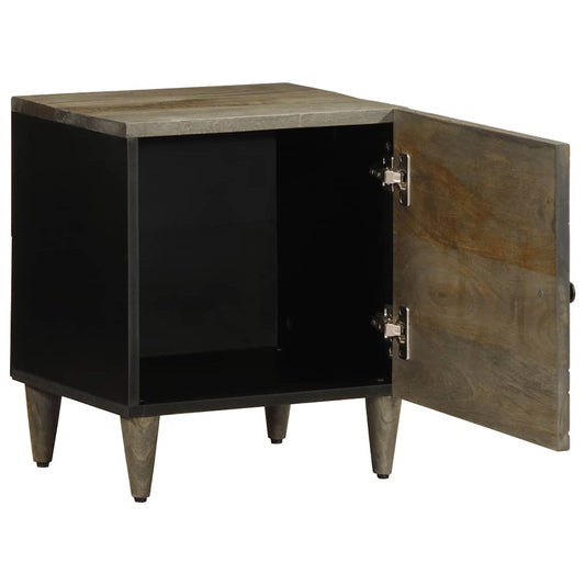 vidaXL κομοδίνο ντουλάπι ανοιχτό γκρι 40x33x46 cm μασίφ ξύλο Mango