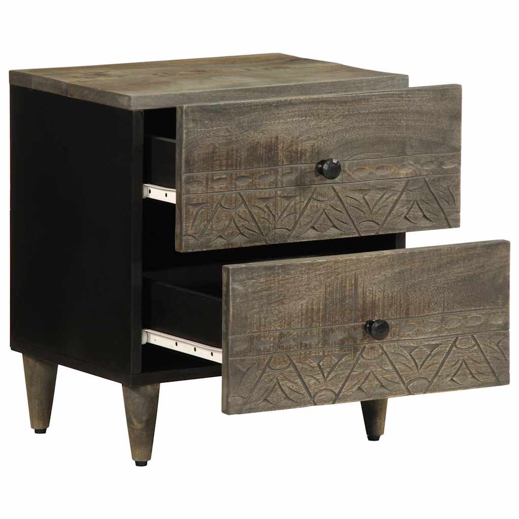 vidaXL Κομοδίνα 2 τεμάχια ανοιχτό γκρι 40x33x46 cm μασίφ ξύλο Mango