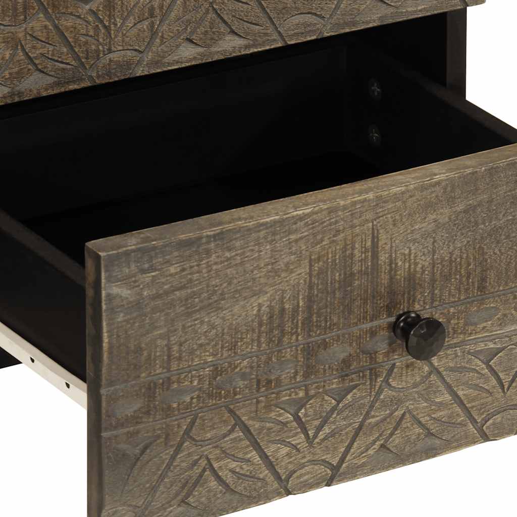 vidaXL Κομοδίνα 2 τεμάχια ανοιχτό γκρι 40x33x46 cm μασίφ ξύλο Mango