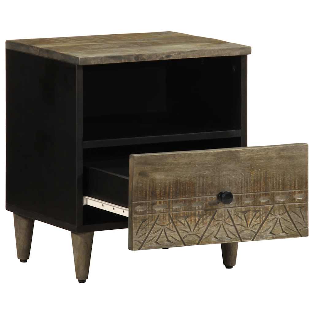 vidaXL κομοδίνο ντουλάπι ανοιχτό γκρι 40x33x46 cm μασίφ ξύλο Mango