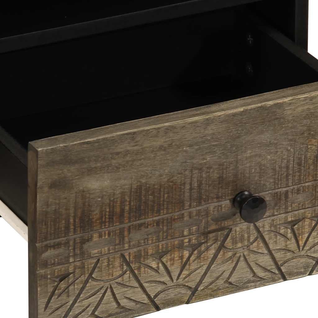 vidaXL κομοδίνο ντουλάπι ανοιχτό γκρι 40x33x46 cm μασίφ ξύλο Mango