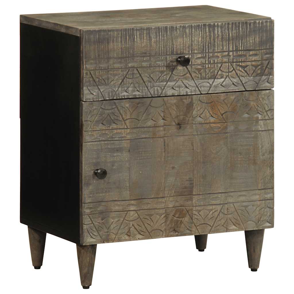 vidaXL κομοδίνο ντουλάπι ανοιχτό γκρι 50x33x60 cm μασίφ ξύλο Mango