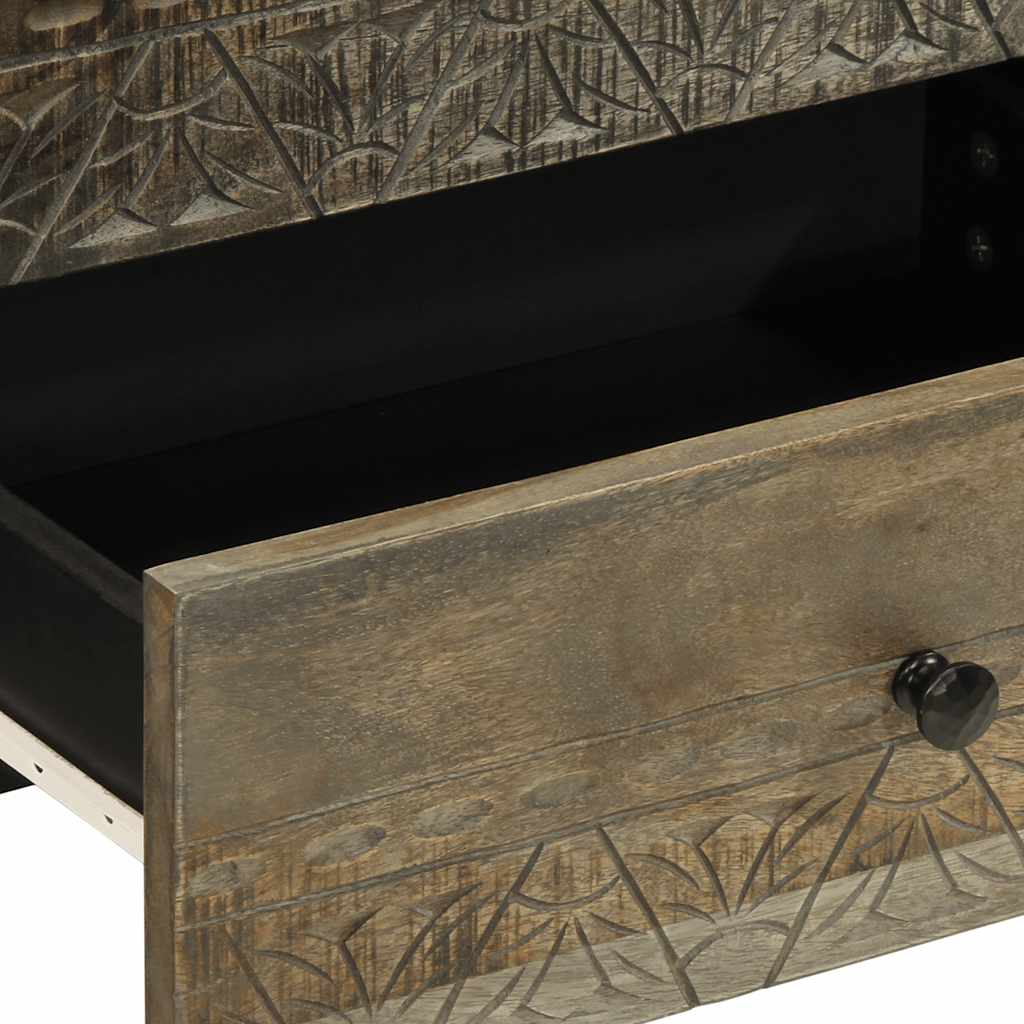 vidaXL κομοδίνο ντουλάπι ανοιχτό γκρι 50x33x60 cm μασίφ ξύλο Mango