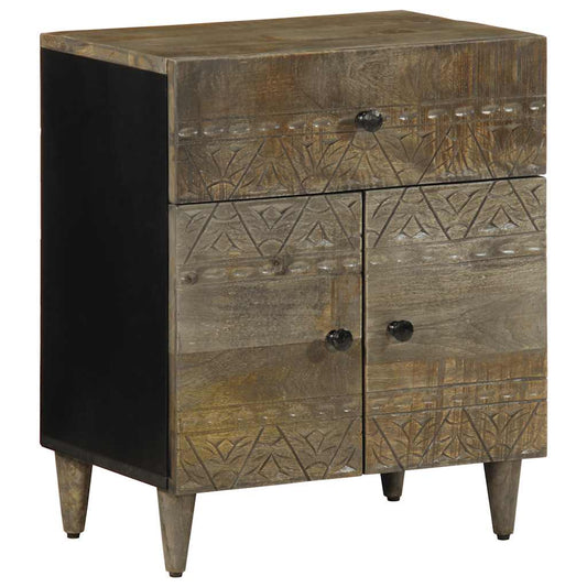 vidaXL κομοδίνο ντουλάπι ανοιχτό γκρι 50x33x60 cm μασίφ ξύλο Mango