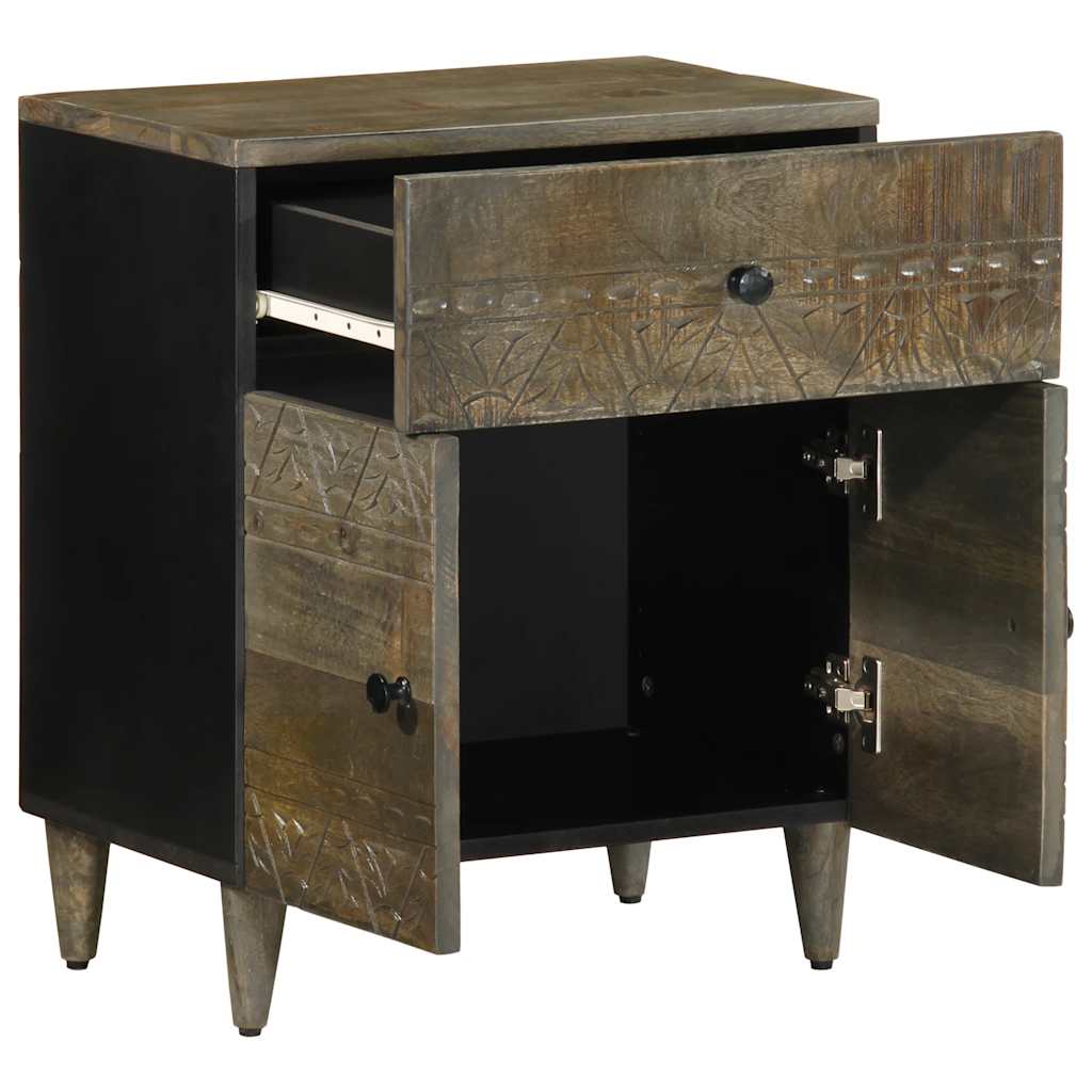 vidaXL κομοδίνο ντουλάπι ανοιχτό γκρι 50x33x60 cm μασίφ ξύλο Mango