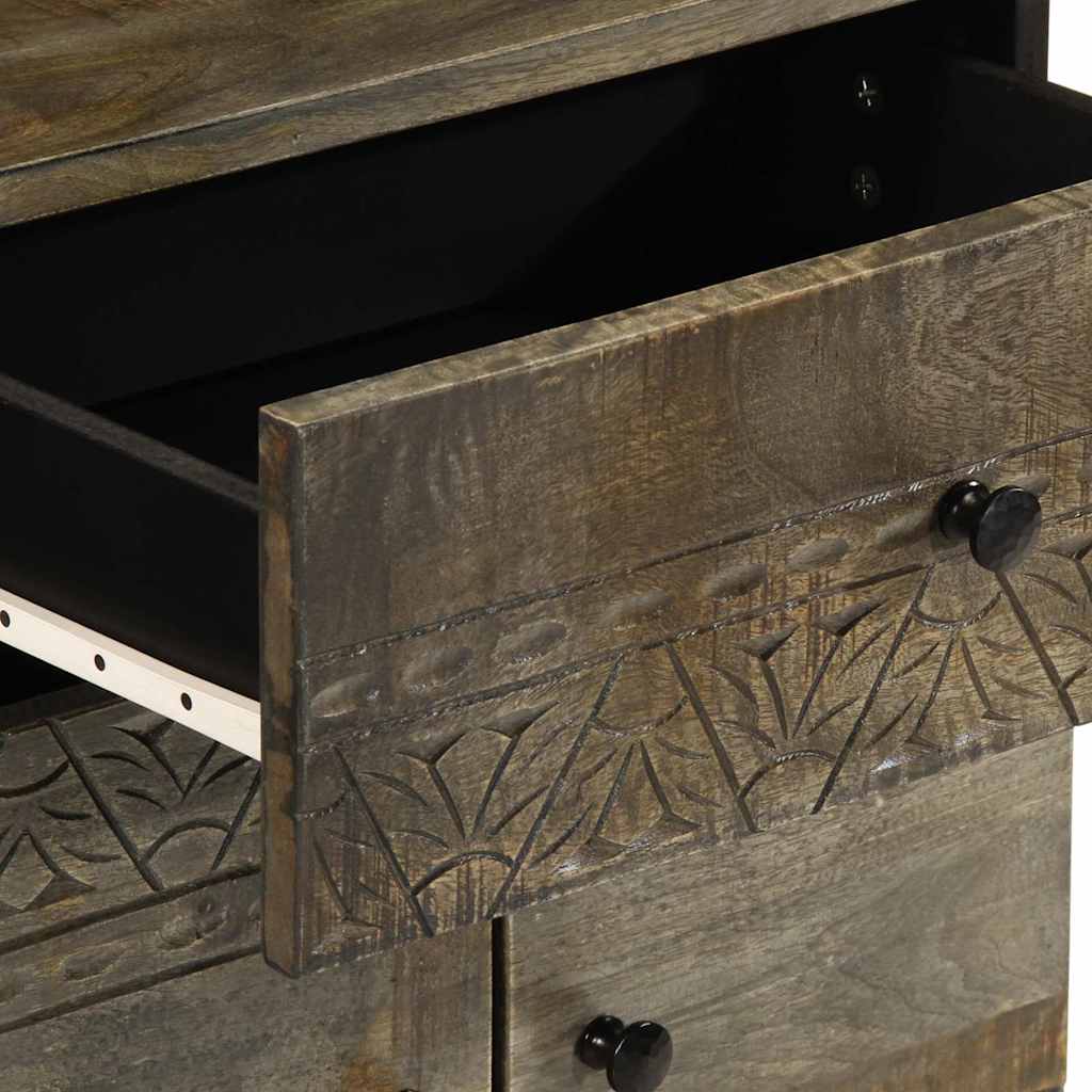vidaXL κομοδίνο ντουλάπι ανοιχτό γκρι 50x33x60 cm μασίφ ξύλο Mango