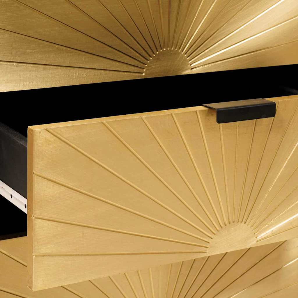 vidaXL Κομοδίνο με συρτάρι Μαύρο και Χρυσό 50 x 33 x 60 εκ