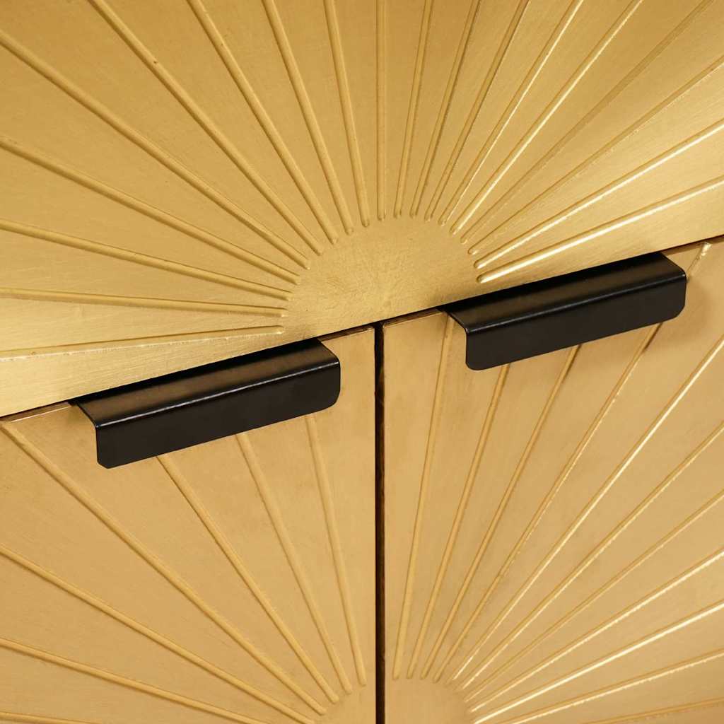vidaXL Κομοδίνο Μαύρο και Χρυσό 50 x 33 x 60 εκ Μασίφ ξύλο μάνγκο