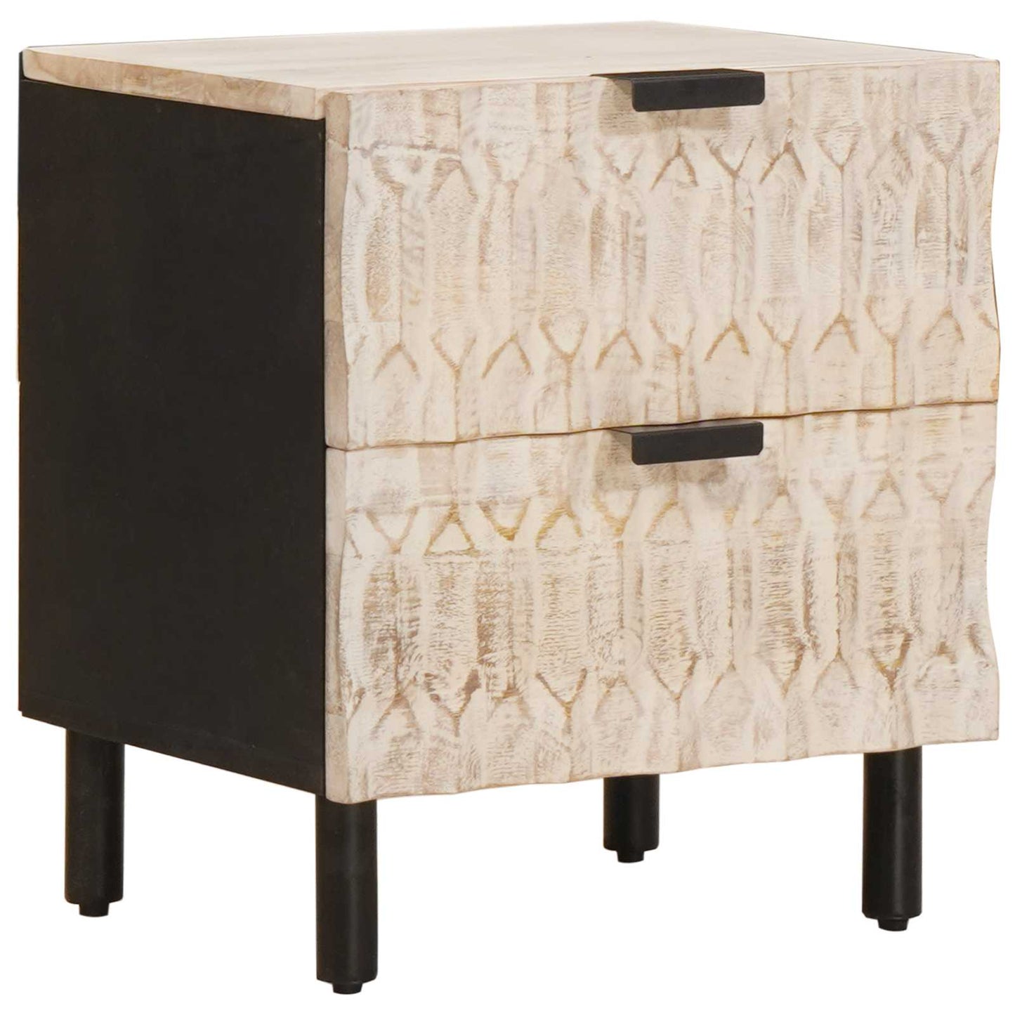 vidaXL Κομοδίνο 2 pcs Λευκό 40 x 33 x 46 εκ. Στερεό ξύλο μάνγκο