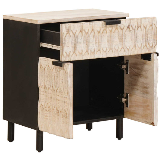 vidaXL Κομοδίνο με συρτάρι Λευκό 50 x 33 x 60 εκ Στερεό ξύλο μάνγκο