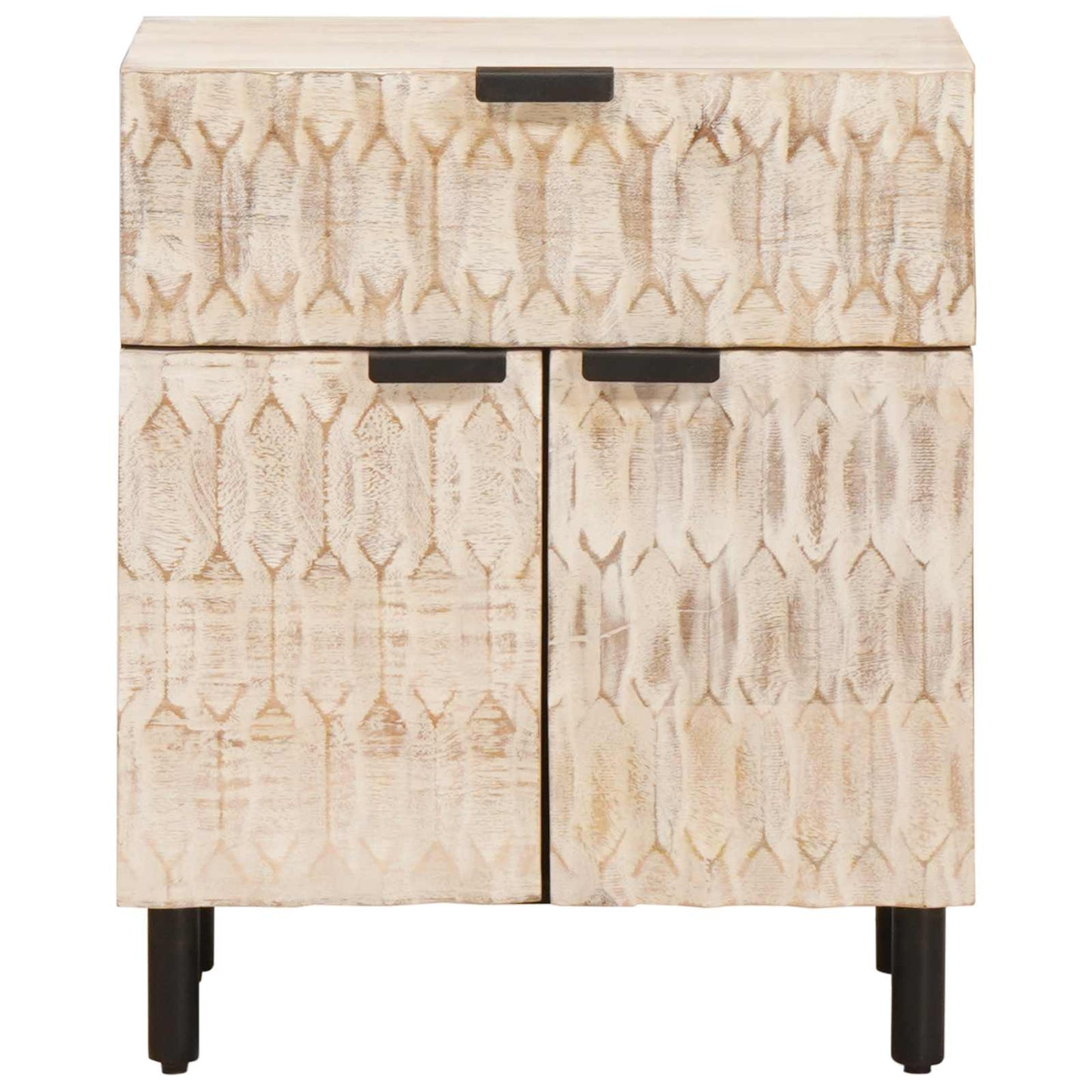 vidaXL Κομοδίνο με συρτάρι Λευκό 50 x 33 x 60 εκ Στερεό ξύλο μάνγκο