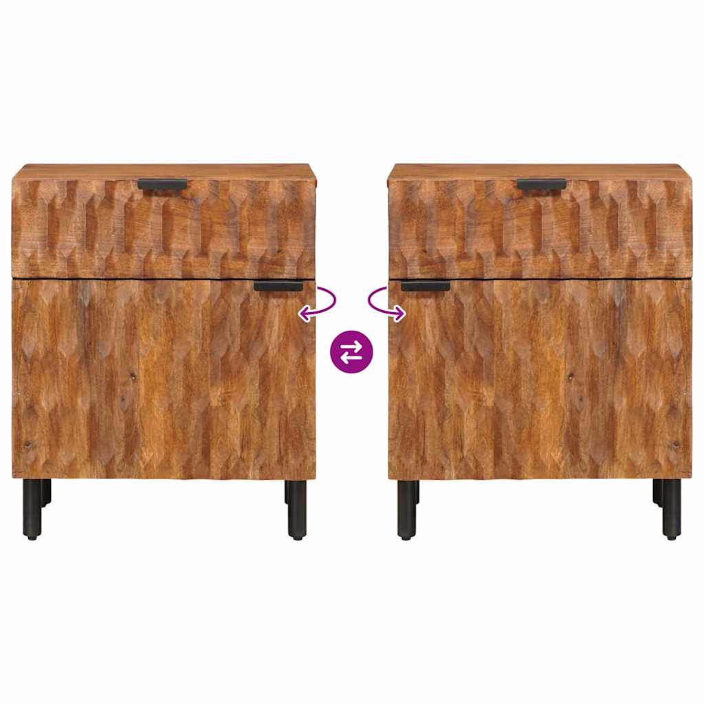 vidaXL Κομοδίνο με συρτάρι Καφέ 50 x 33 x 60 εκ Στερεό ξύλο μάνγκο