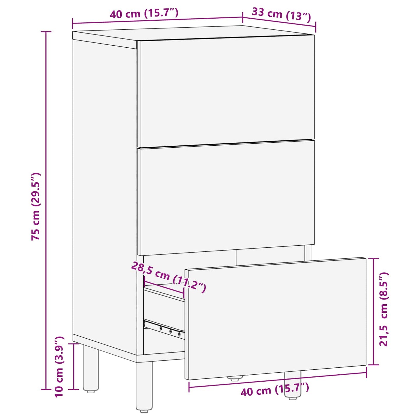 vidaXL Πλαϊνό γραφείο Καφέ Φινίρισμα Ακακίας 40 x 33 x 75 εκ.