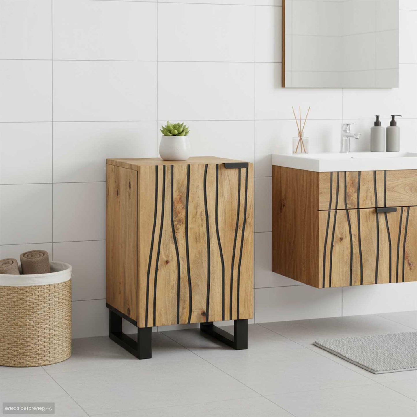 vidaXL Ντουλάπα Νιπτήρα Mπάνιου με ράφι Καφέ 38 x 33,5 x 58 εκ.