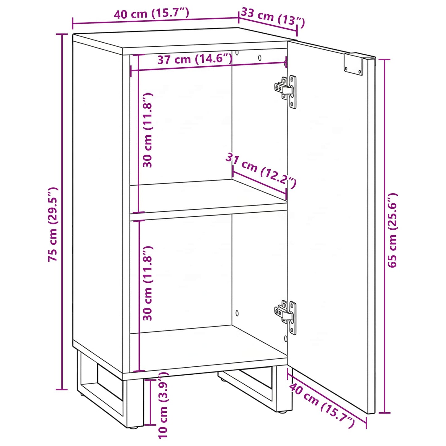 vidaXL Γραφείο Καφέ 40 x 33 x 75 εκ. Μασίφ ξύλο μάνγκο