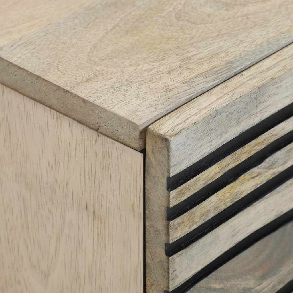 vidaXL Κομοδίνο Λευκό και Μαύρο 40 x 33 x 46 εκ. Μασίφ ξύλο ακακίας