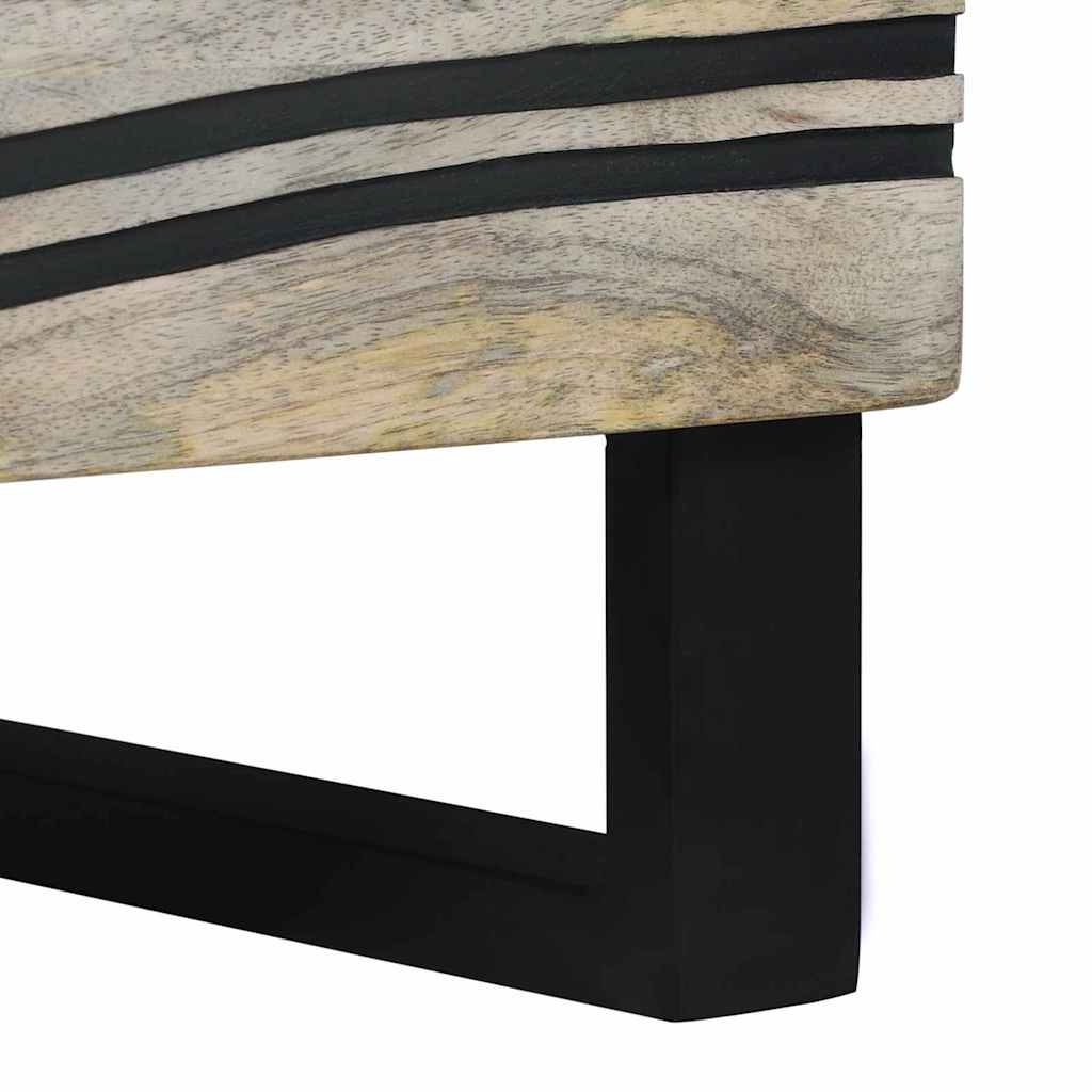 vidaXL Κομοδίνο Λευκό και μαύρο 40 x 33 x 46 εκ. Μασίφ ξύλο μάνγκο