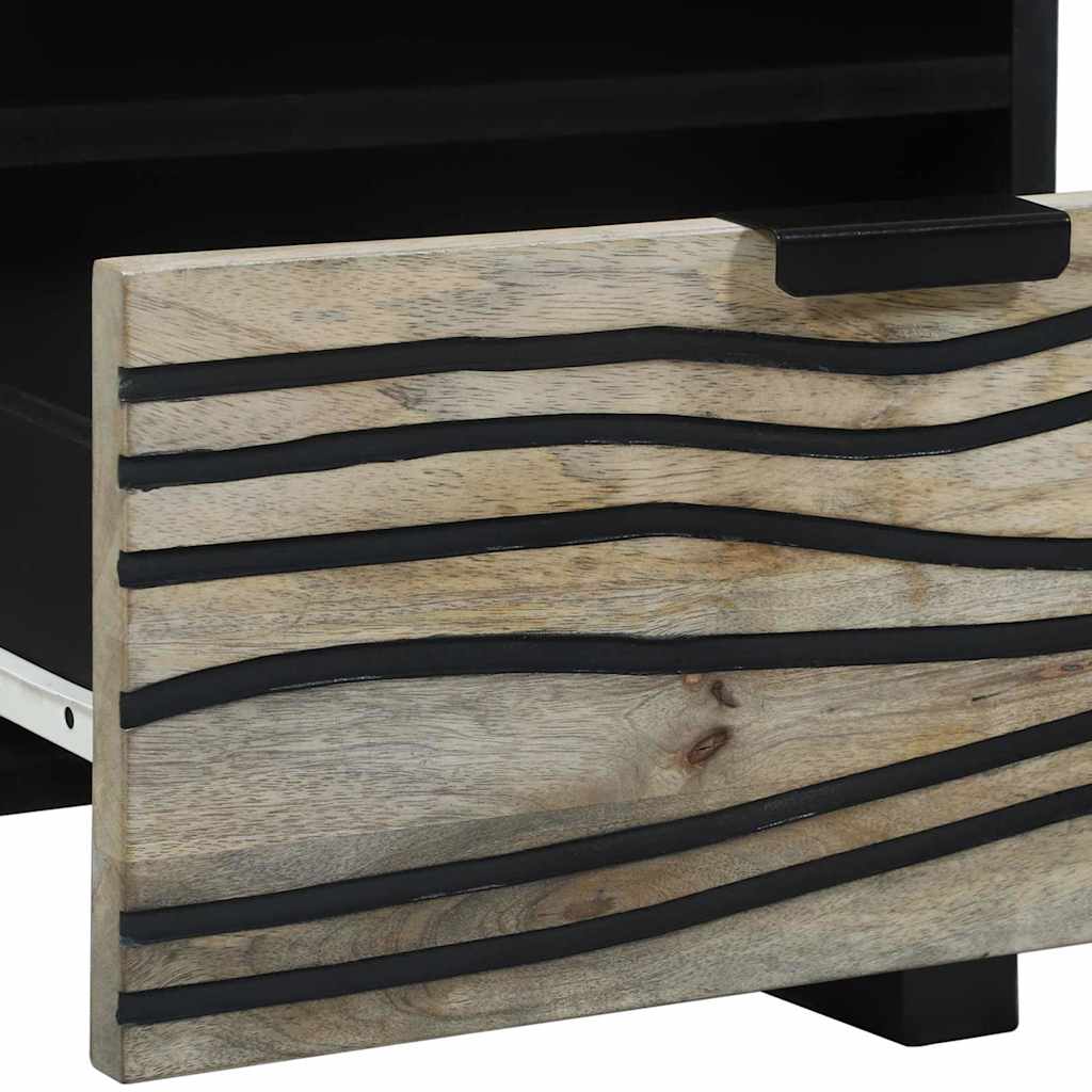 vidaXL Κομοδίνο με συρτάρι 2 pcs Λευκό και μαύρο 40 x 33 x 46 εκ.