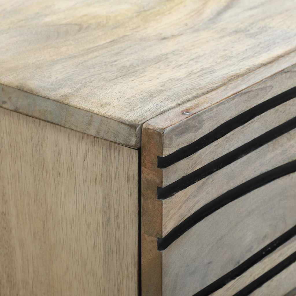 vidaXL Κομοδίνο Λευκό και μαύρο 50 x 33 x 60 εκ Μασίφ ξύλο μάνγκο