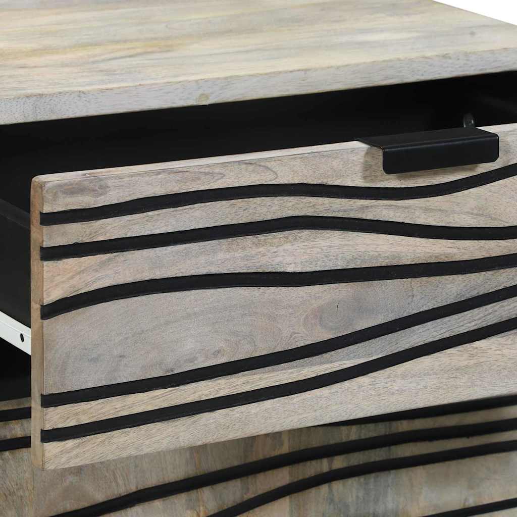 vidaXL Κομοδίνο Λευκό και μαύρο 50 x 33 x 60 εκ Μασίφ ξύλο μάνγκο