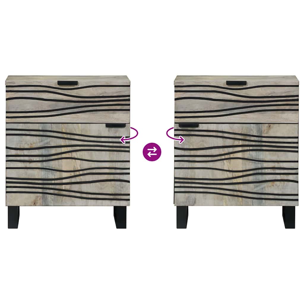 vidaXL Κομοδίνο Λευκό και Μαύρο 50 x 33 x 60 εκ Μασίφ ξύλο ακακίας