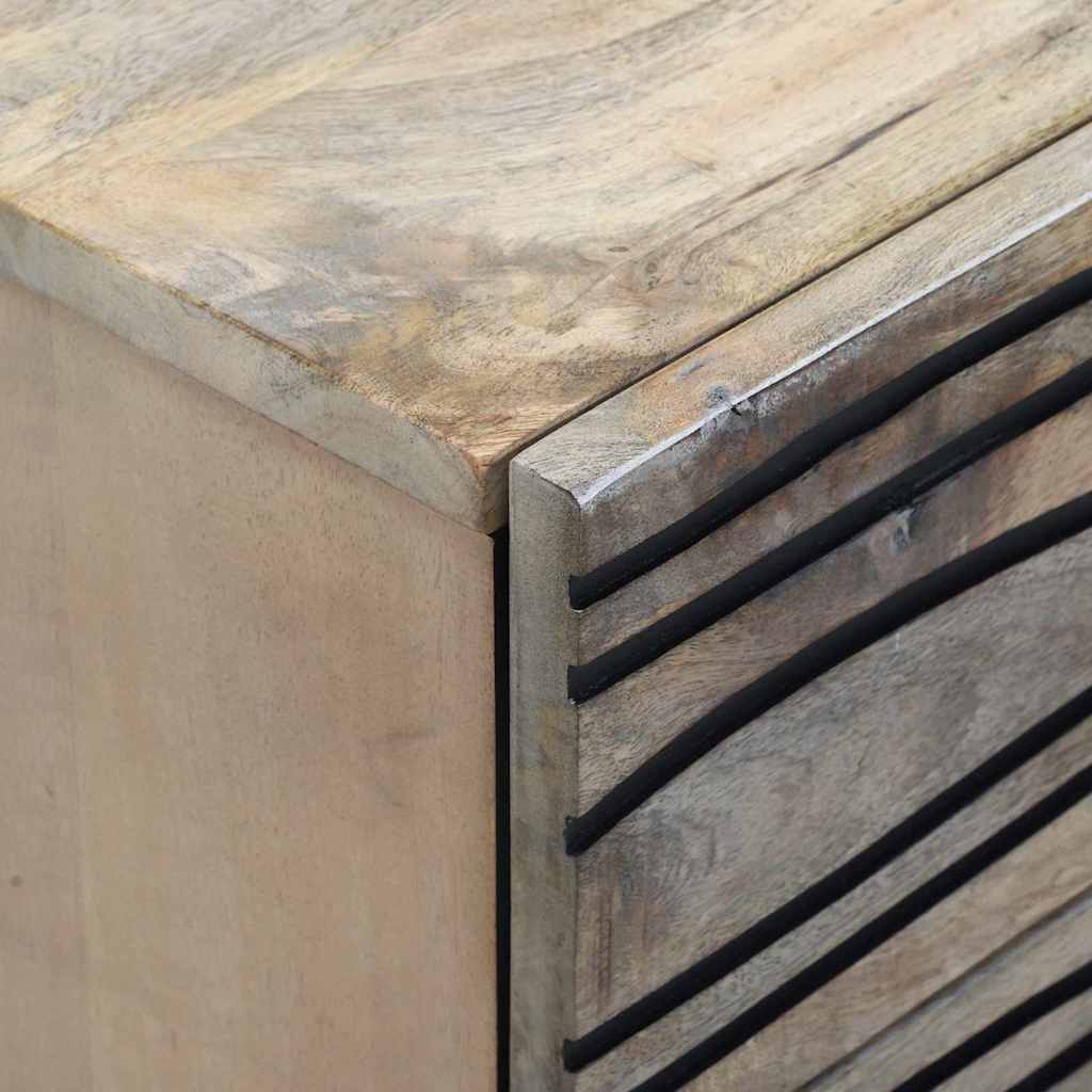 vidaXL Κομοδίνο Λευκό και μαύρο 50 x 33 x 60 εκ Μασίφ ξύλο μάνγκο