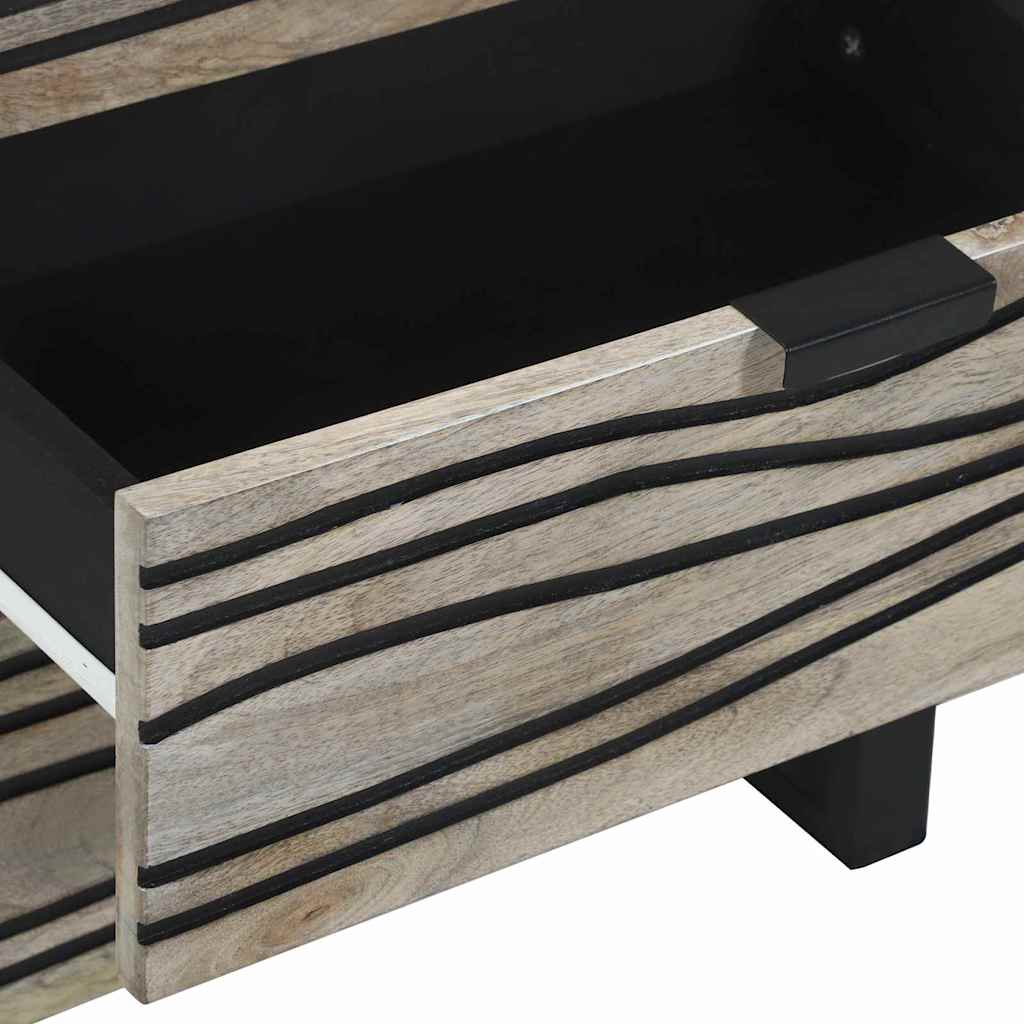 vidaXL Κομοδίνο Λευκό και μαύρο 50 x 33 x 60 εκ Μασίφ ξύλο μάνγκο