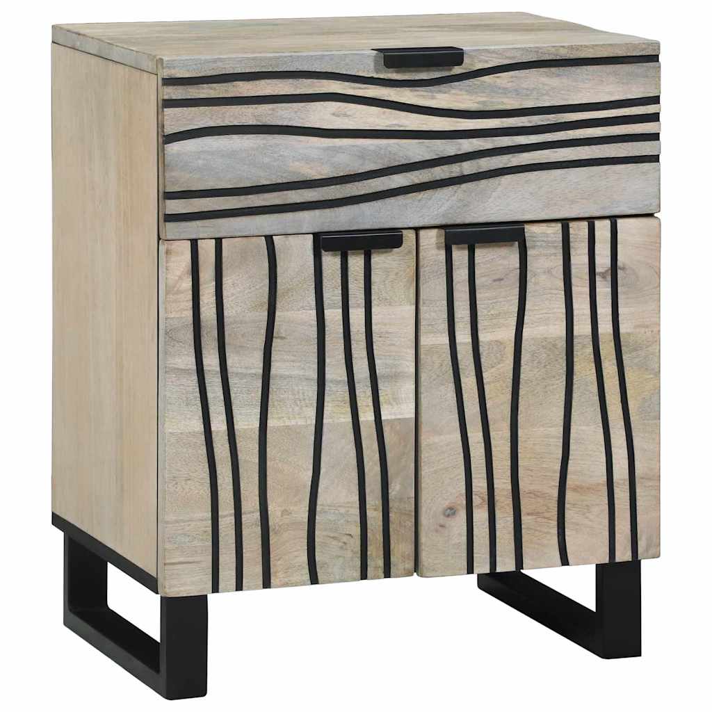 vidaXL Κομοδίνο Λευκό και μαύρο 50 x 33 x 60 εκ Μασίφ ξύλο μάνγκο