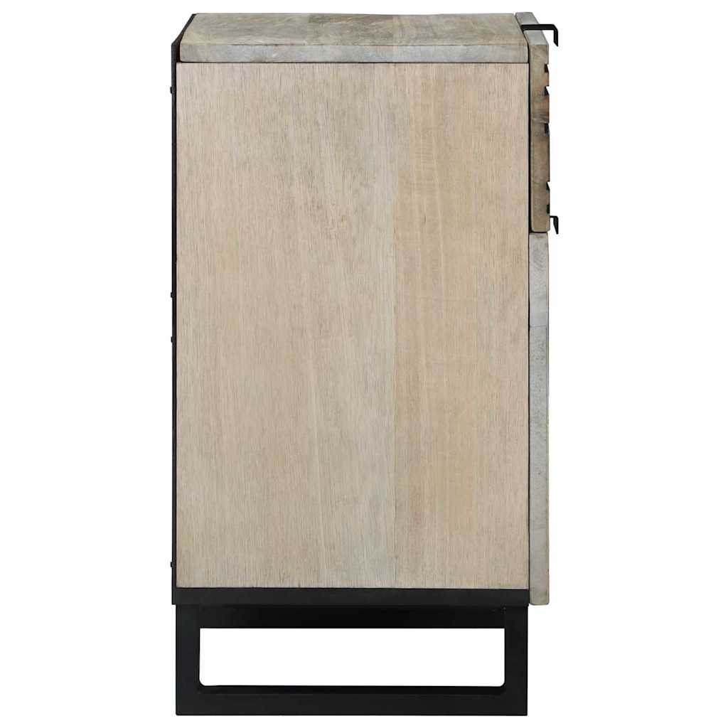 vidaXL Κομοδίνο Λευκό και μαύρο 50 x 33 x 60 εκ Μασίφ ξύλο μάνγκο