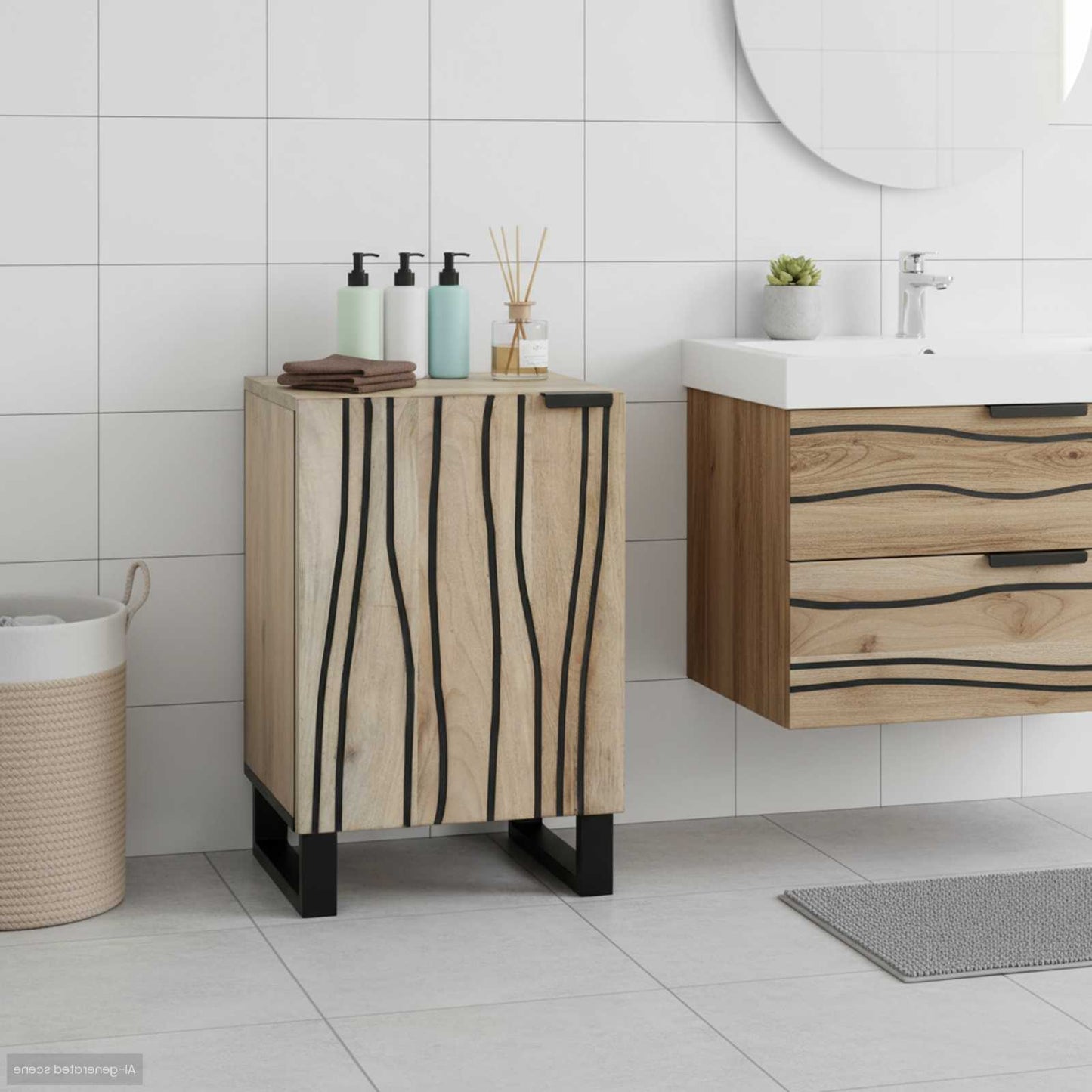vidaXL Ντουλάπα Νιπτήρα Mπάνιου με ράφι Λευκό 38 x 33,5 x 58 εκ.