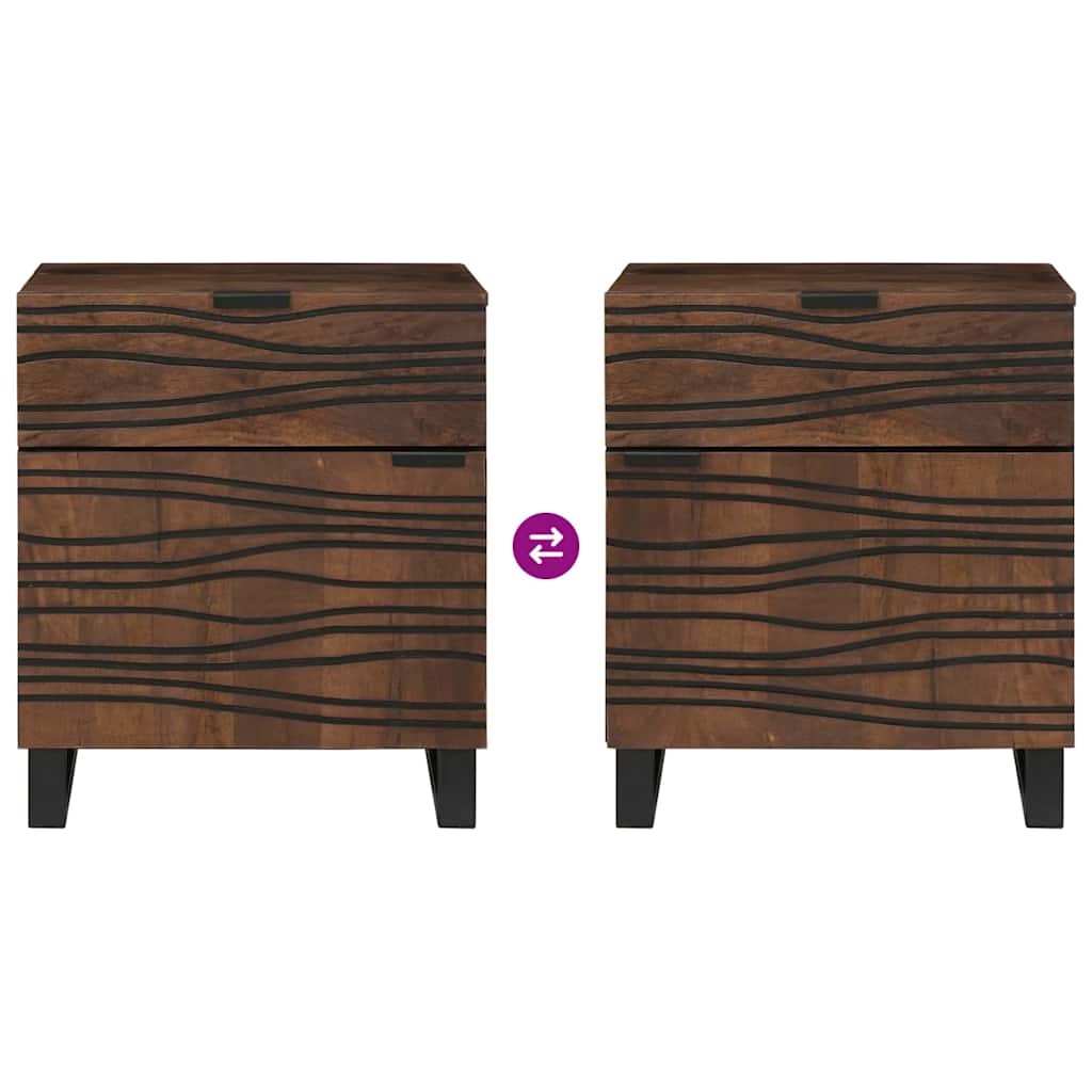 vidaXL Κομοδίνο με συρτάρι Καρυδιά 50 x 33 x 60 εκ Μασίφ ξύλο ακακίας